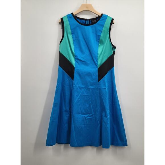 NWT Prabal Gurung for Target Blue Black Green Color Block Dress Sz 12 ALine Mini - Picture 2 of 8